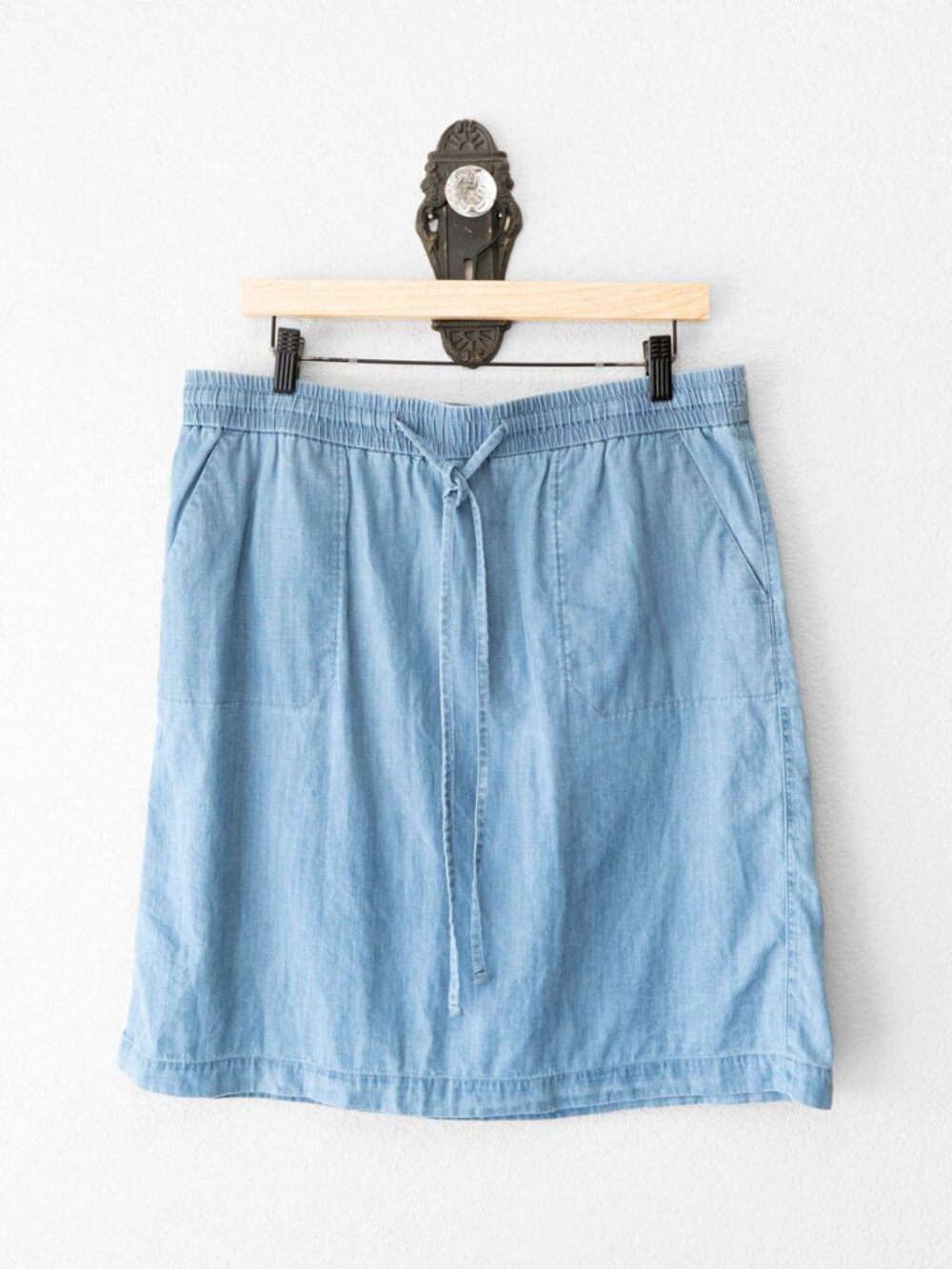 Talbots Light Blue Denim Drawstring Skirt